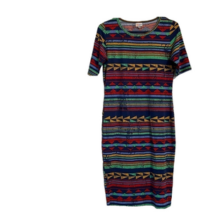 LuLaRoe Women’s Medium multi color pullover short sleeve dress.